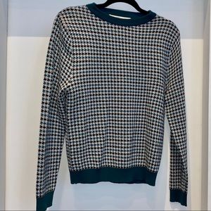 TELA hunter green & black houndstooth sweater